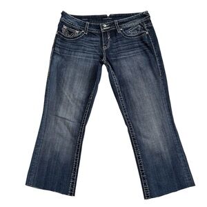 Vigoss The New York Slim Boot Cut-Off Raw Hem Capri Jeans Embellished Size 9/10